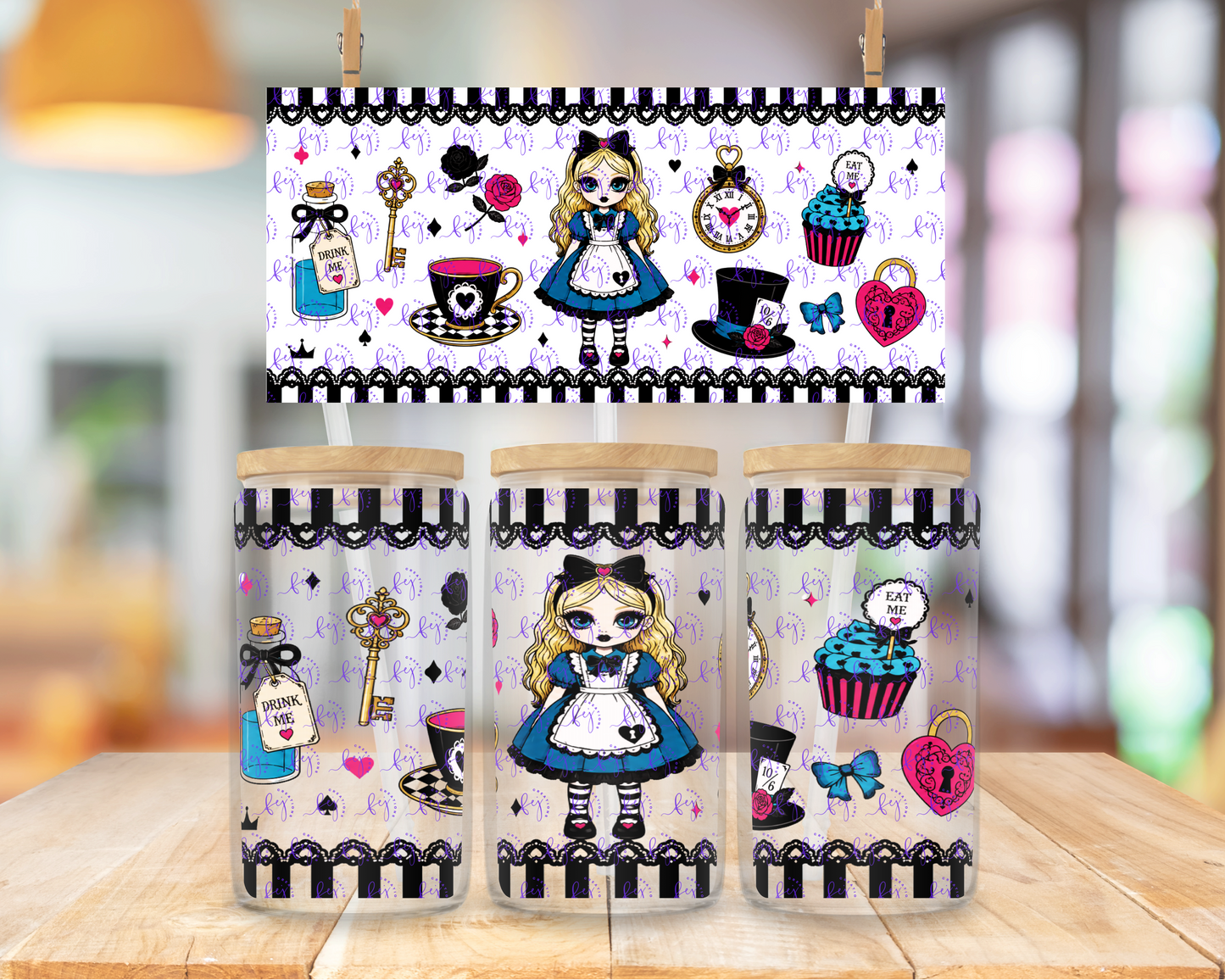 Dark Wonderland Tea Party 16oz UV DTF Cup Wrap