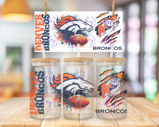 Denver Football 16oz UV DTF Cup Wrap
