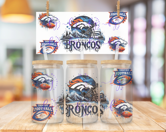 Denver Football Helmet 16oz UV DTF Cup Wrap