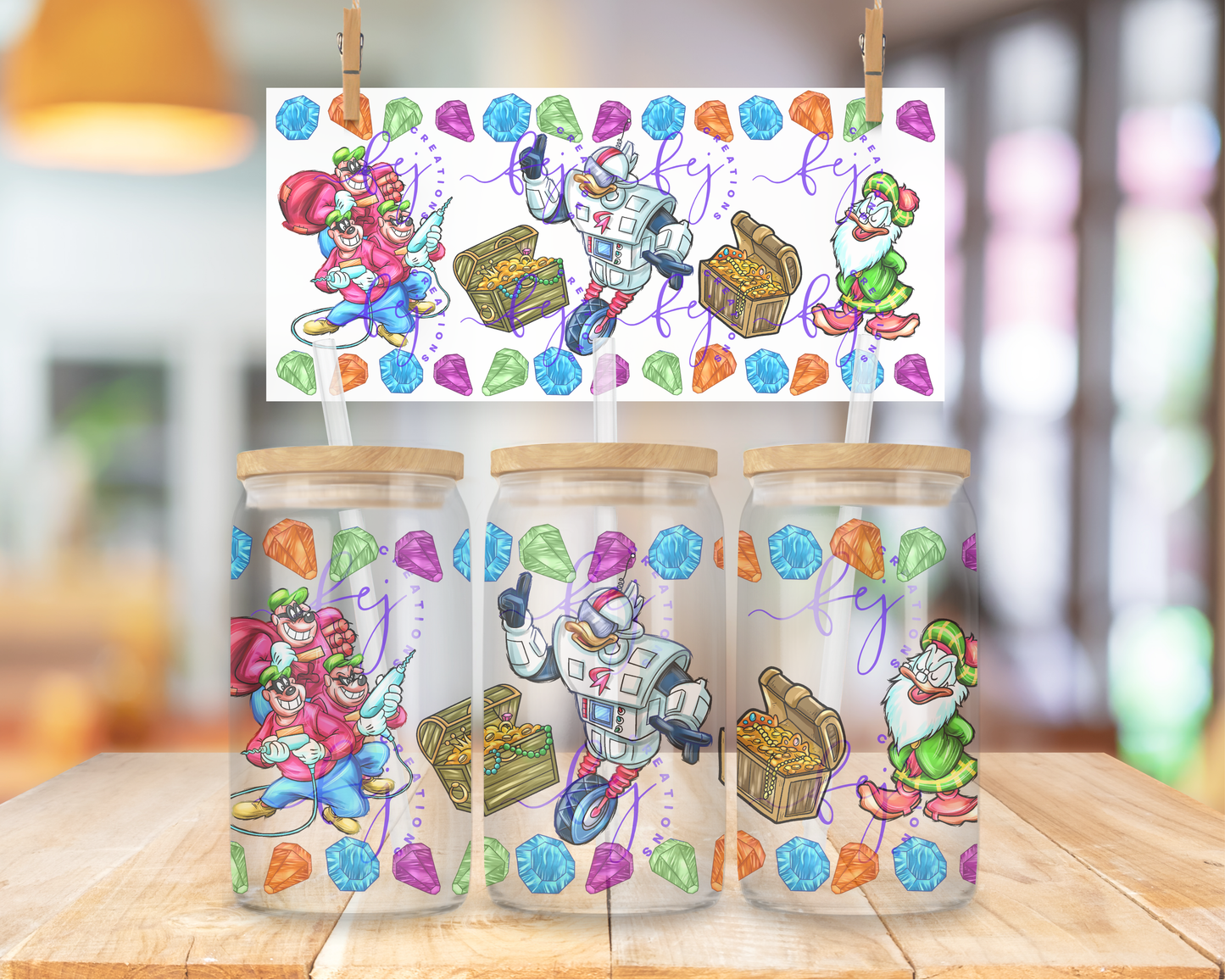 Duck Cartoon Adventure 16oz UV DTF Cup Wrap