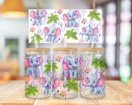 Elephant Blossom 16oz UV DTF Cup Wrap