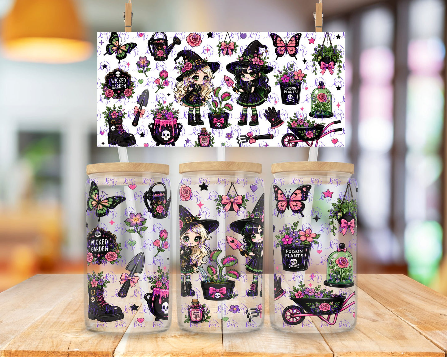 Enchanted Garden Witches 16oz UV DTF Cup Wrap