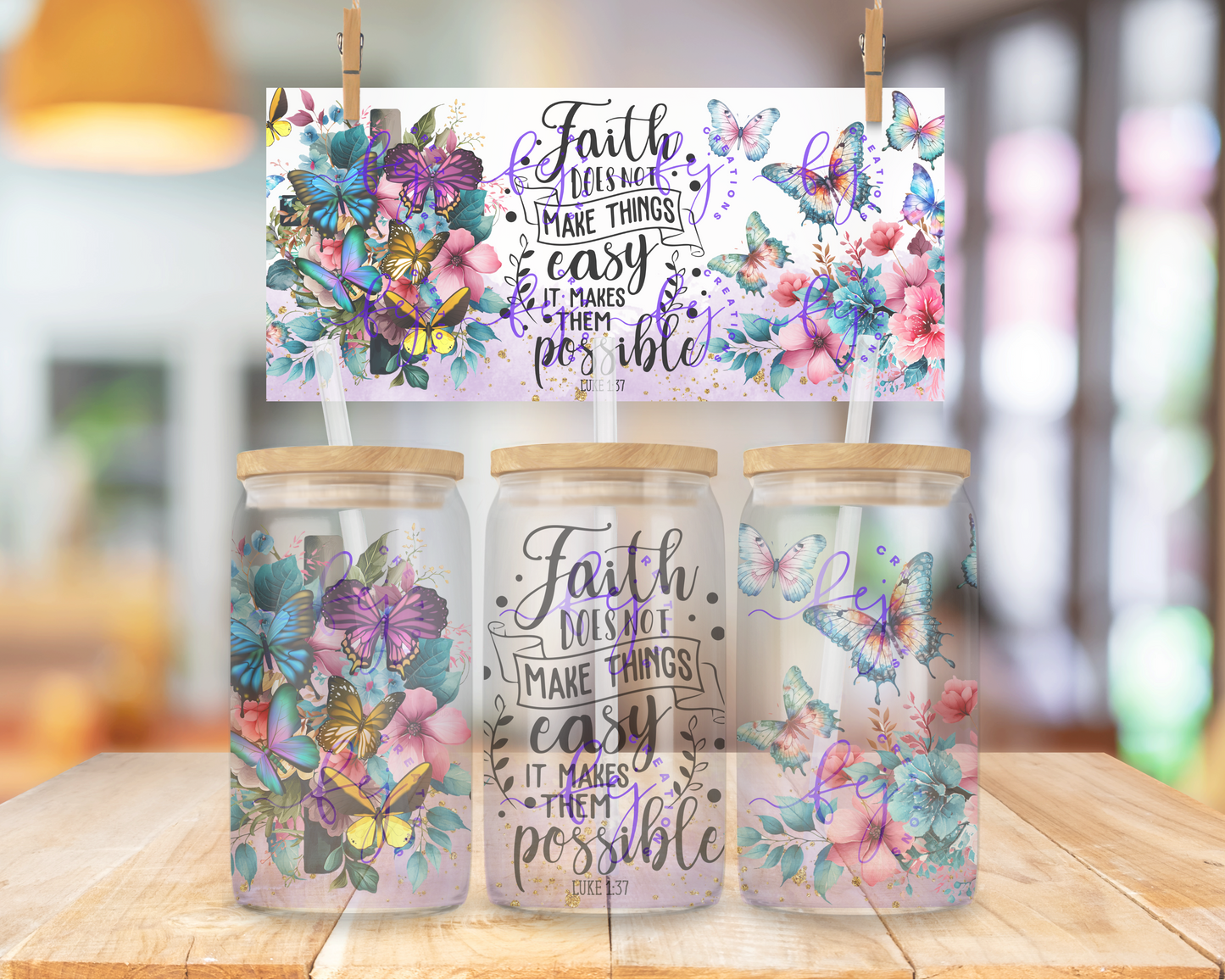Faith Makes It Possible 16oz UV DTF Cup Wrap