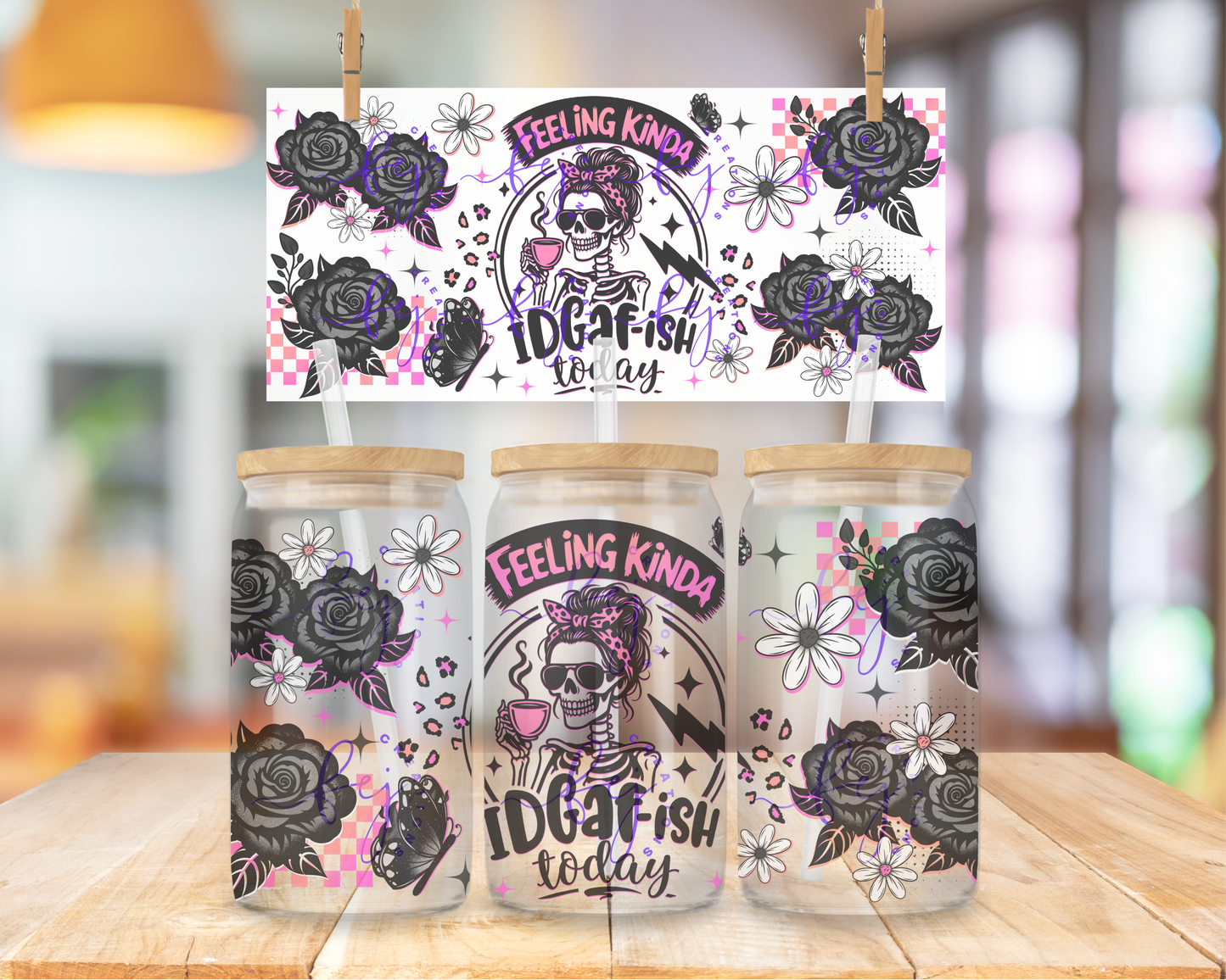 Feeling IDGAFish 16oz UV DTF Cup Wrap