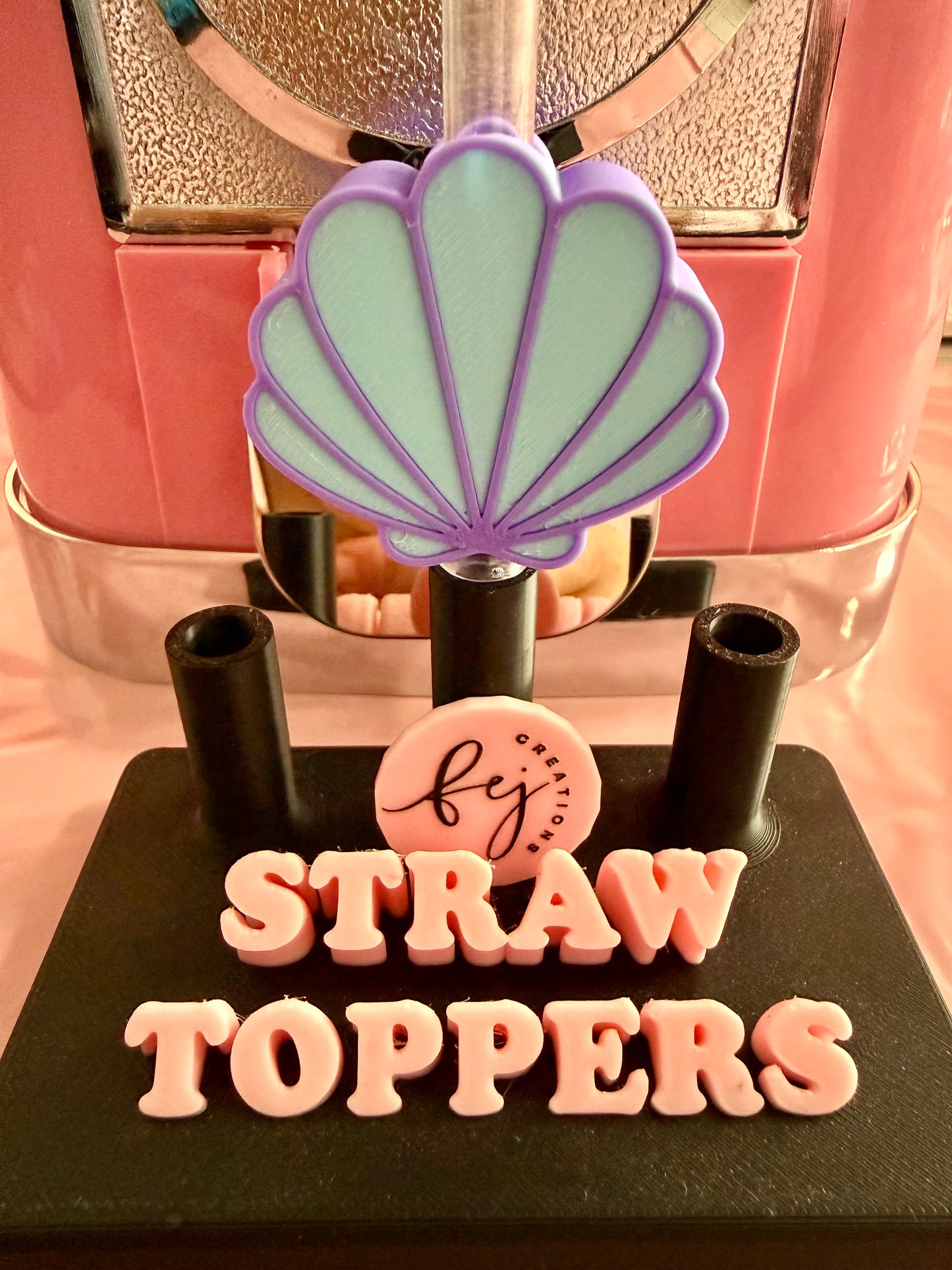 Teal & Purple Seashell Straw Topper
