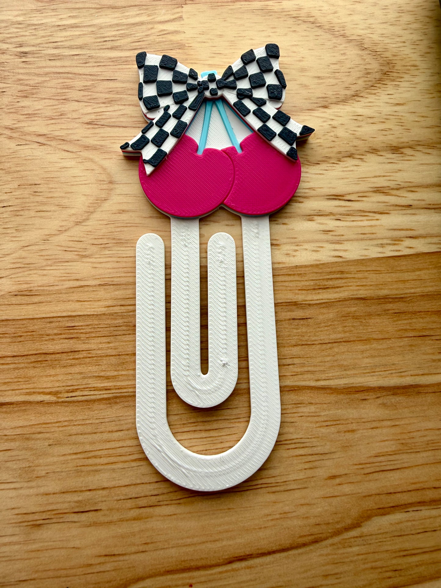 Checkered Cherry Paper Clip