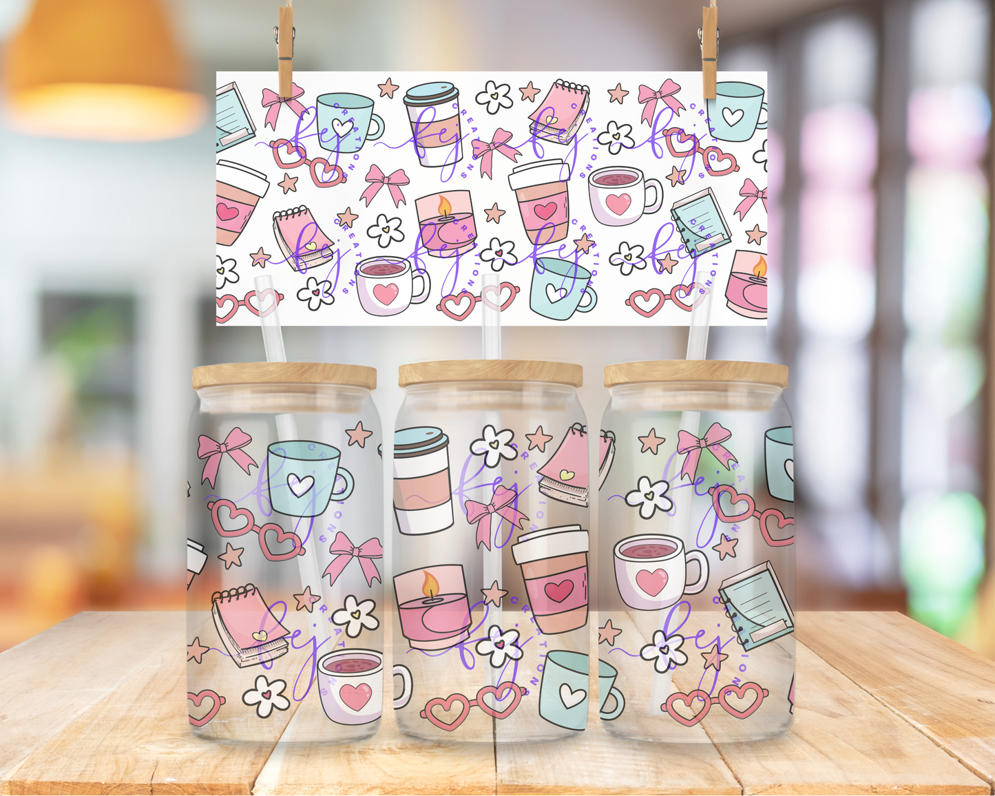 Girly Coffee 16oz UV DTF Cup Wrap