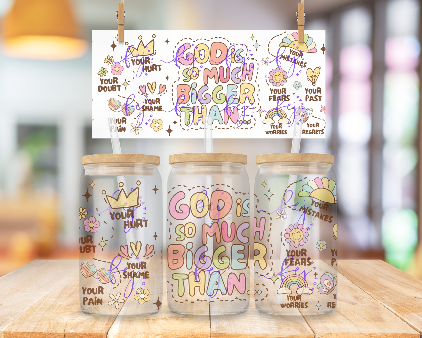 God is Bigger 16oz UV DTF Cup Wrap