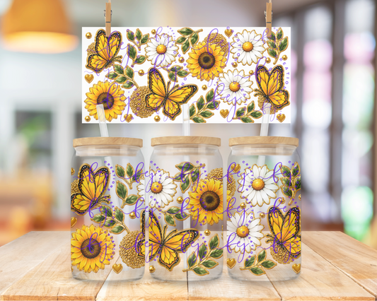 Golden Garden Glow 16oz UV DTF Cup Wrap