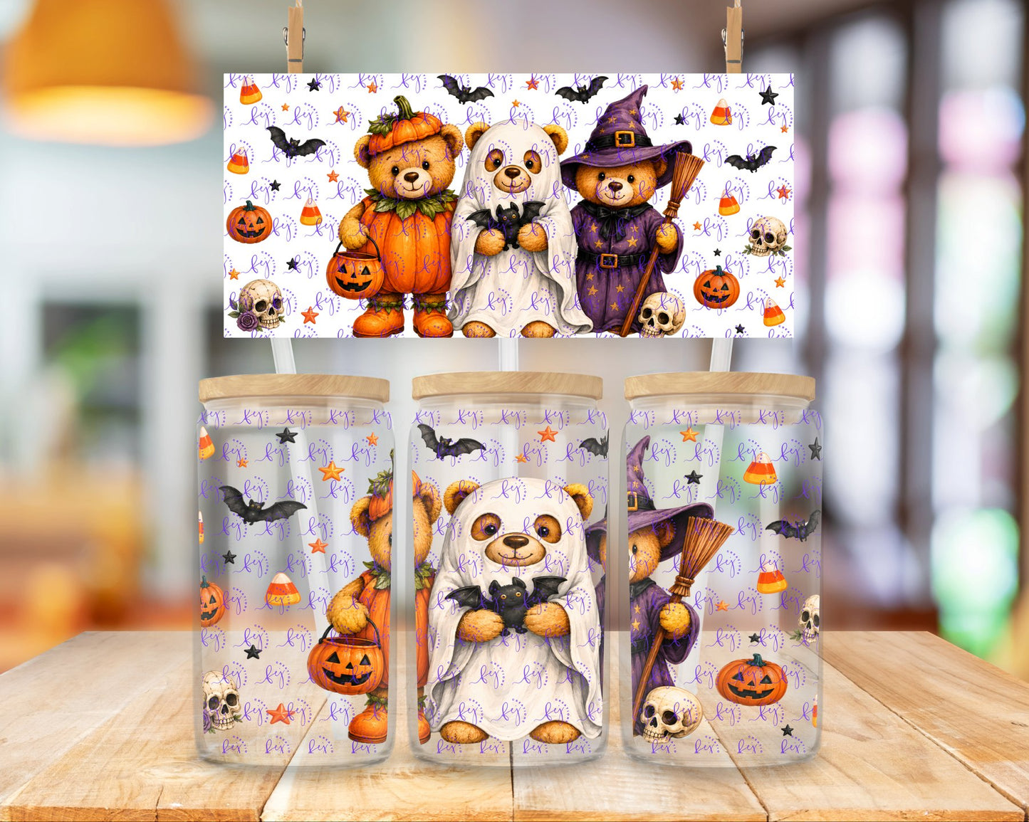 Halloween Teddy Friends 16oz UV DTF Cup Wrap