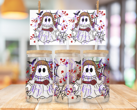 Haunted Doll Ghost 16oz UV DTF Cup Wrap