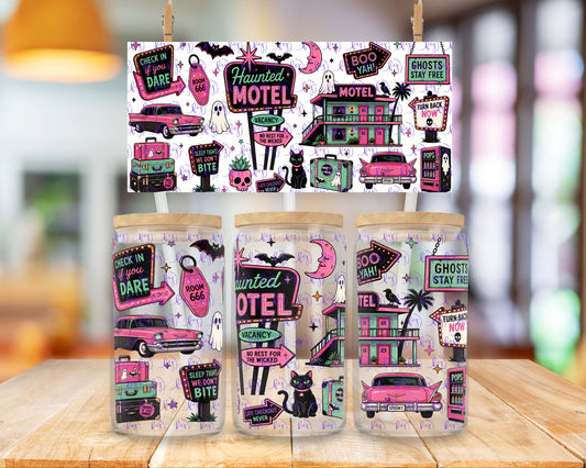 Haunted Roadside Motel 16oz UV DTF Cup Wrap