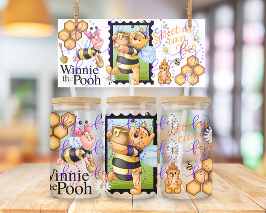 Honey Bee Bear & Friend 16oz UV DTF Cup Wrap