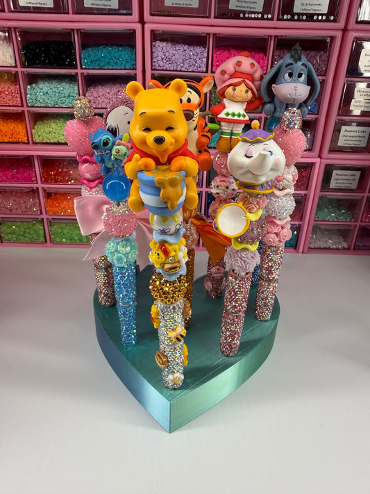 10 Pen Stand Teal  Heart
