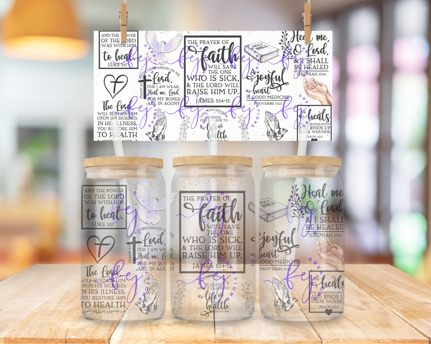 Inspirational Bible Verses 16oz UV DTF Cup Wrap
