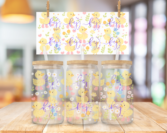 Little Duckling Garden 16oz UV DTF Cup Wrap