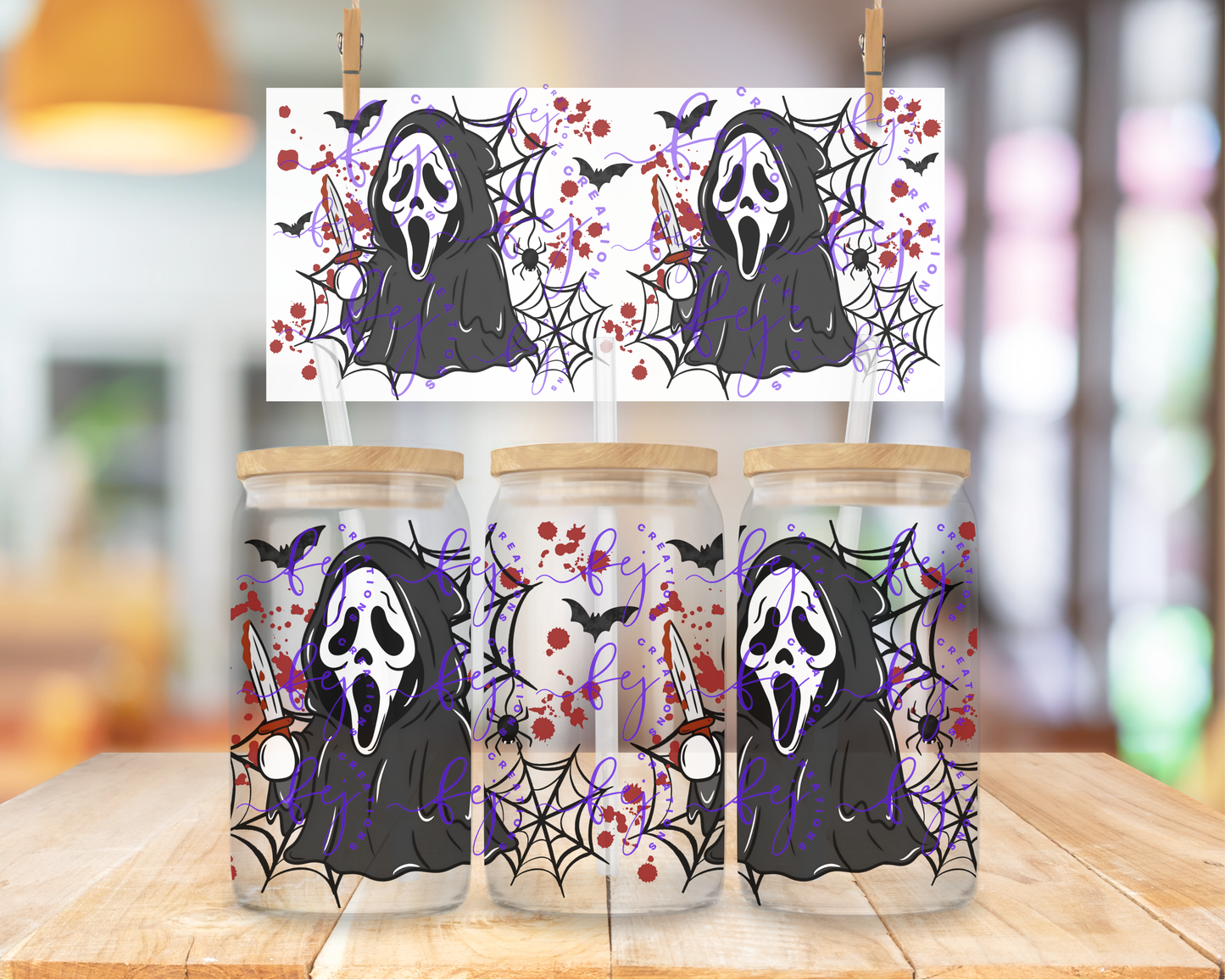 Masked Scream Ghost 16oz UV DTF Cup Wrap