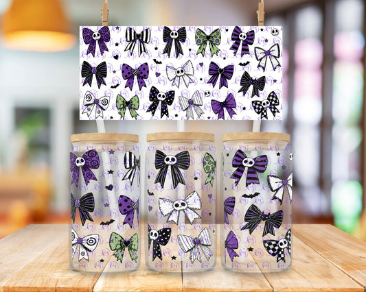Midnight Skull Bows 16oz UV DTF Cup Wrap