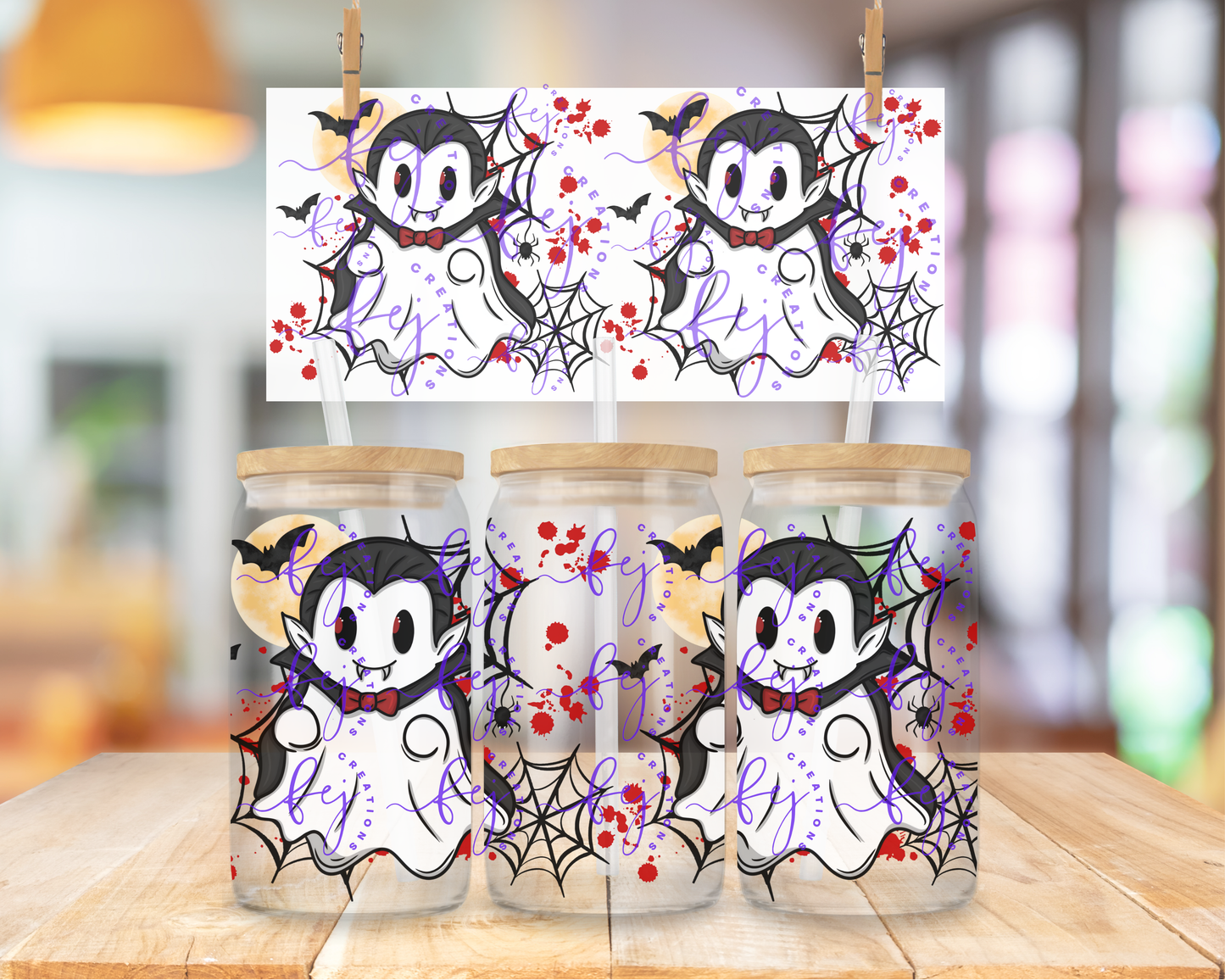 Midnight Vampire Ghost 16oz UV DTF Cup Wrap
