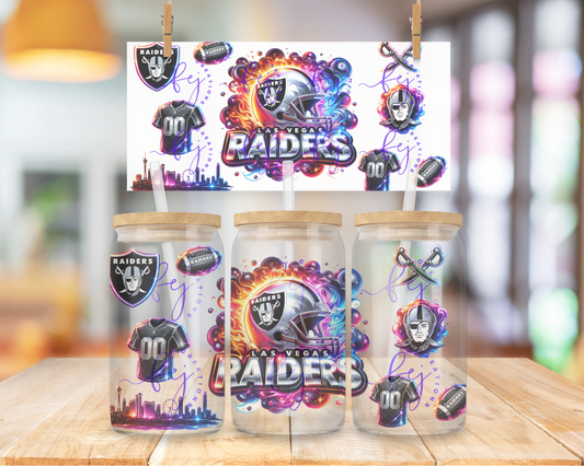Neon Vegas Football 16oz UV DTF Cup Wrap
