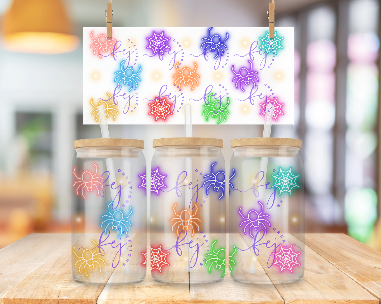 Neon Web Crawl 16oz UV DTF Cup Wrap