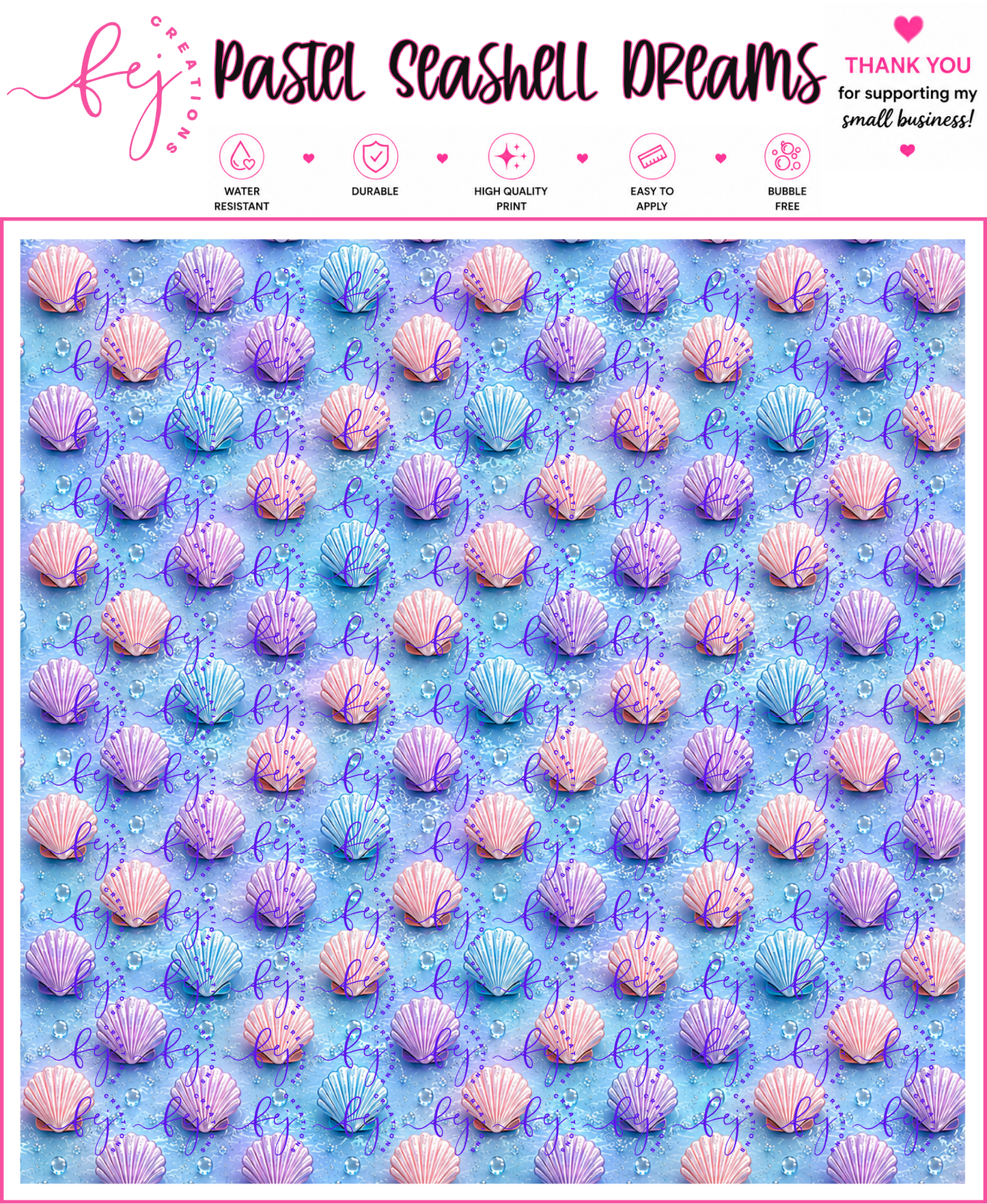 Pastel Seashell Dreams Pattern Vinyl