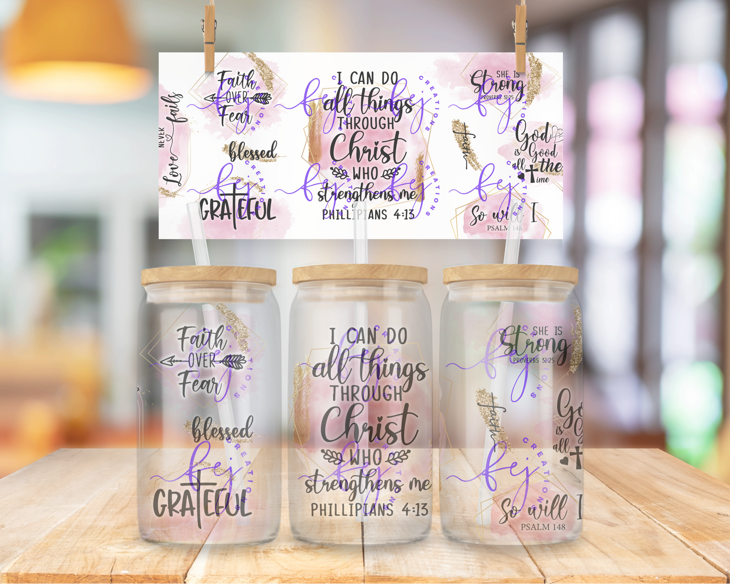 Pink Faith 16oz UV DTF Cup Wrap