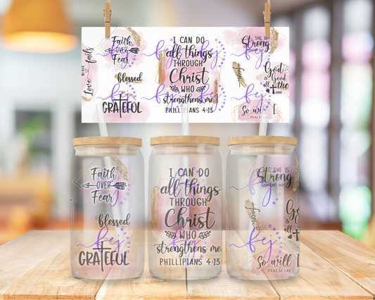 Pink Faith 16oz UV DTF Cup Wrap