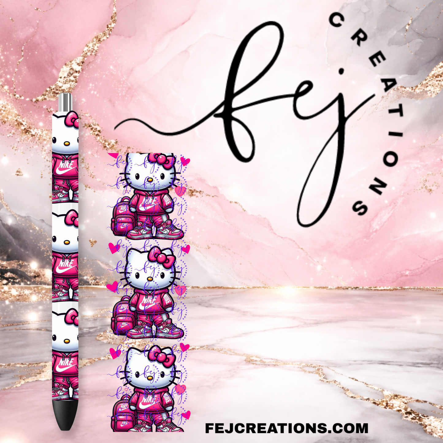 Pink Sneaker Kitty Pen Wrap