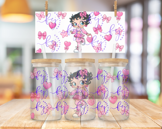 Pretty In Pink Betty 16oz UV DTF Cup Wrap