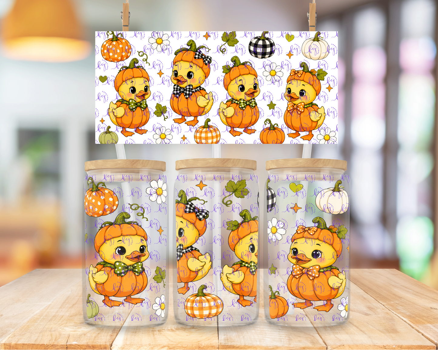 Pumpkin Duck Parade 16oz UV DTF Cup Wrap