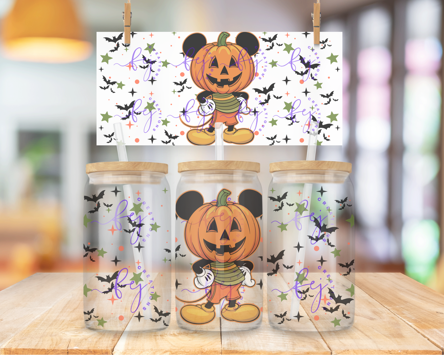Pumpkin King Mouse 16oz UV DTF Cup Wrap