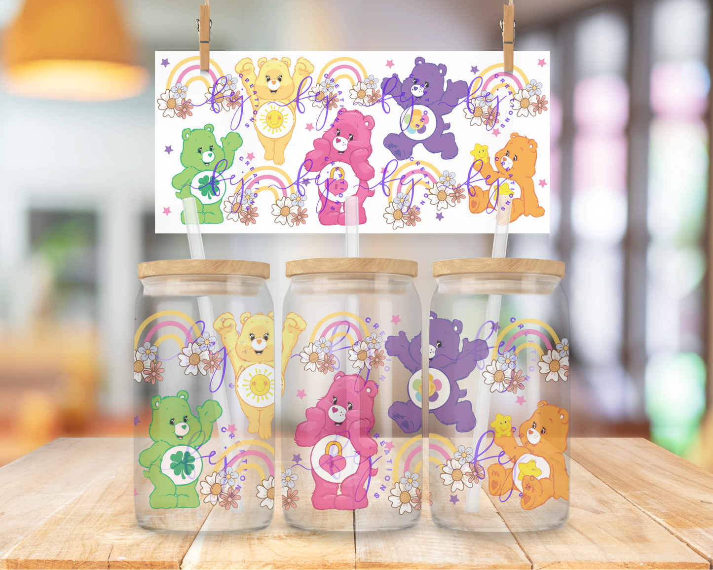 Rainbow Bear Dreams 16oz UV DTF Cup Wrap