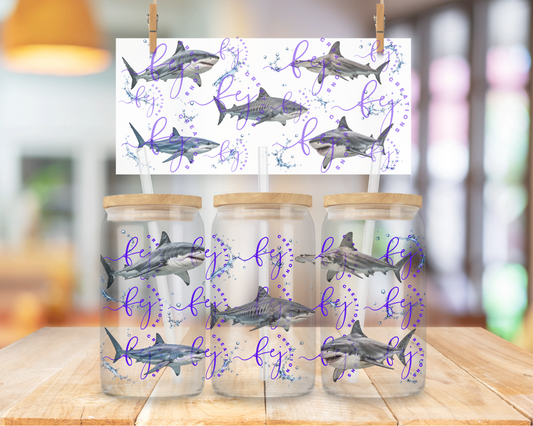 Shark Attack 16oz UV DTF Cup Wrap