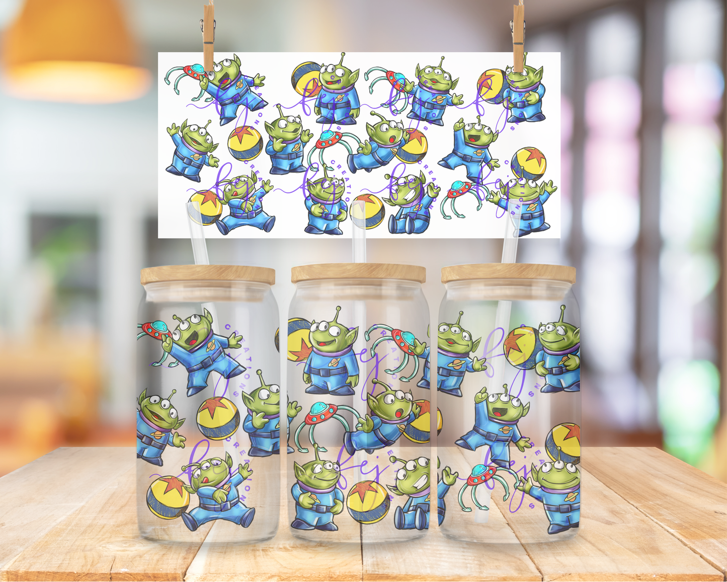 Space Alien Chaos 16oz UV DTF Cup Wrap