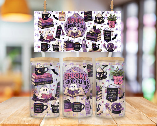 Spooky Book Society 16oz UV DTF Cup Wrap