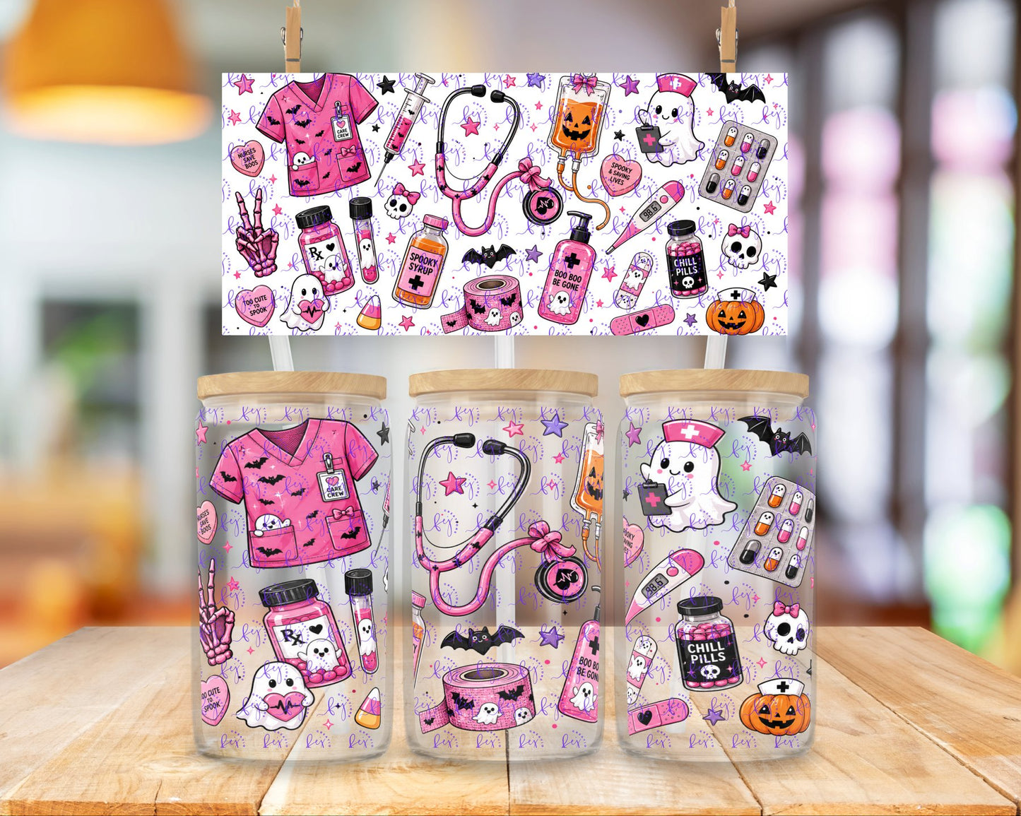 Spooky Nurse Essentials 16oz UV DTF Cup Wrap