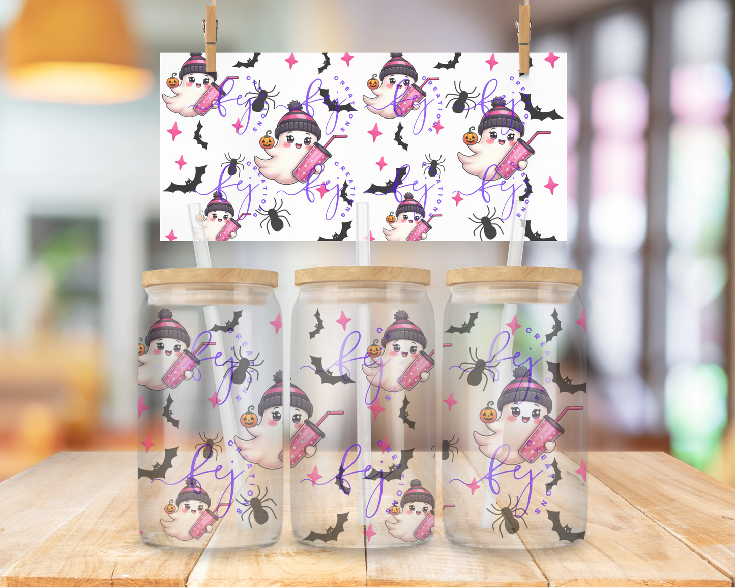 Spooky Sips Ghosty 16oz UV DTF Cup Wrap