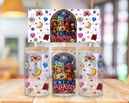 Stained Glass Fashion Dolls 16oz UV DTF Cup Wrap
