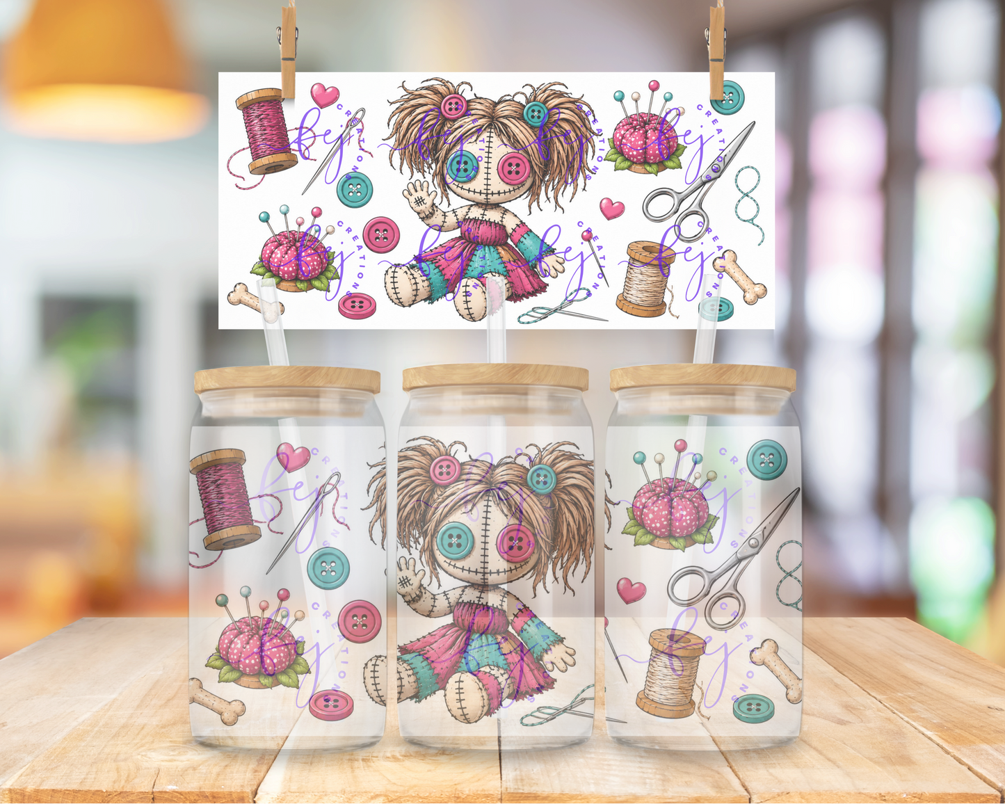 Stitched Sweetheart Dolly 16oz UV DTF Cup Wrap