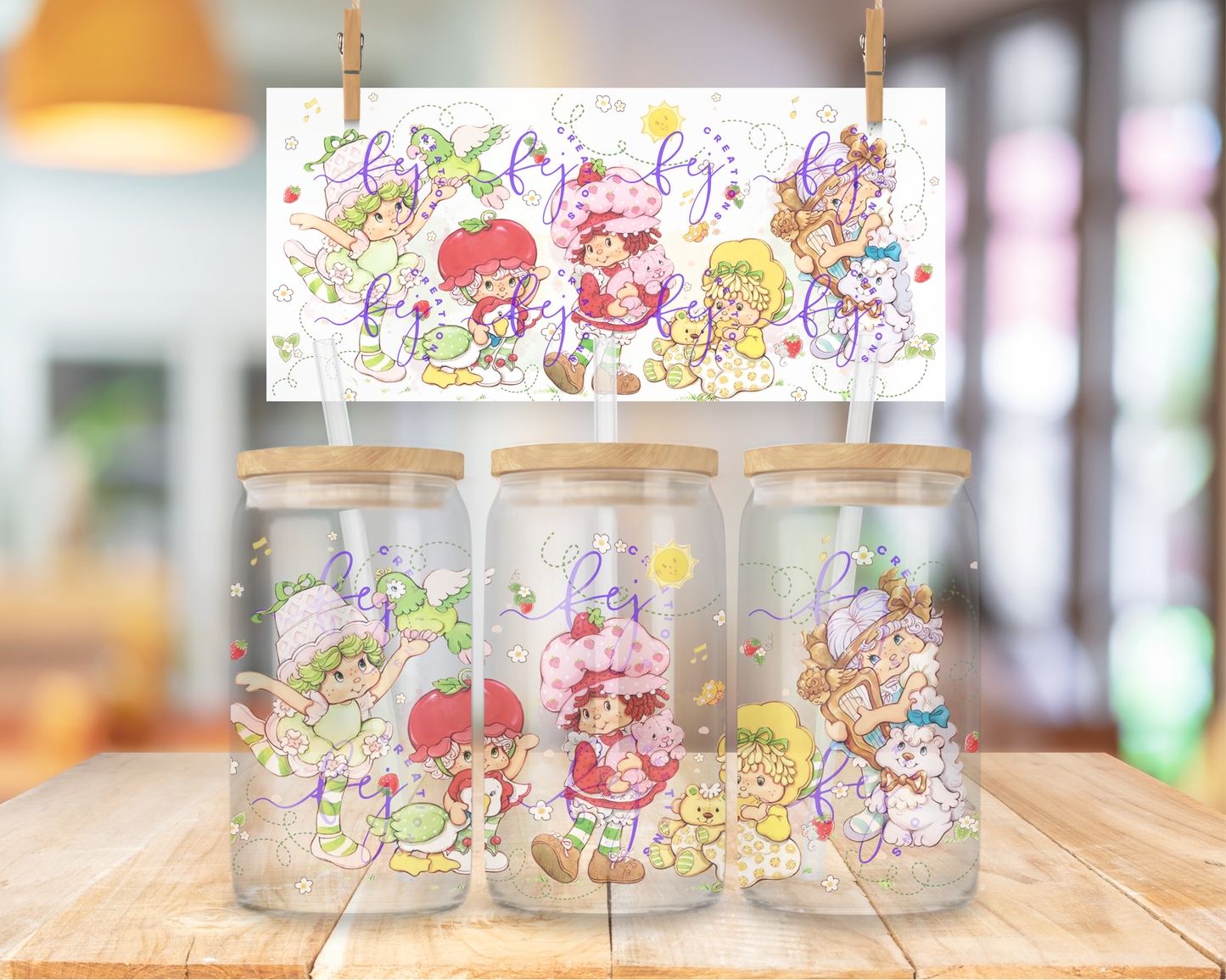 Strawberry Girl & Friends 16oz UV DTF Cup Wrap