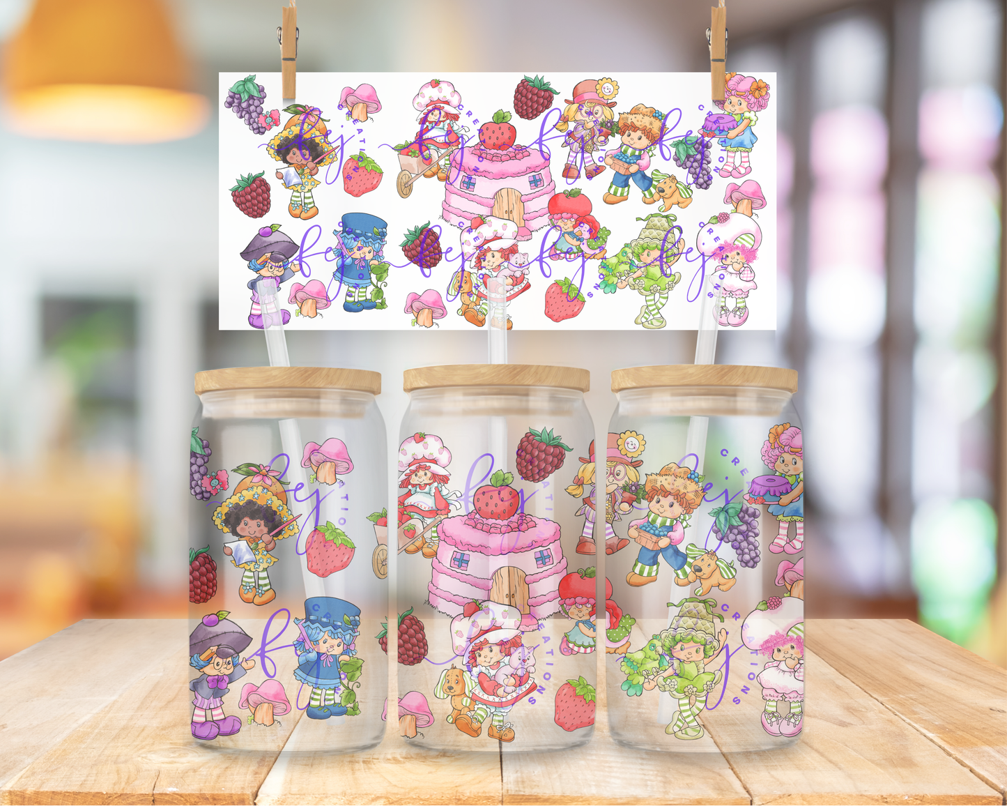 Strawberry Patch Friends 16oz UV DTF Cup Wrap