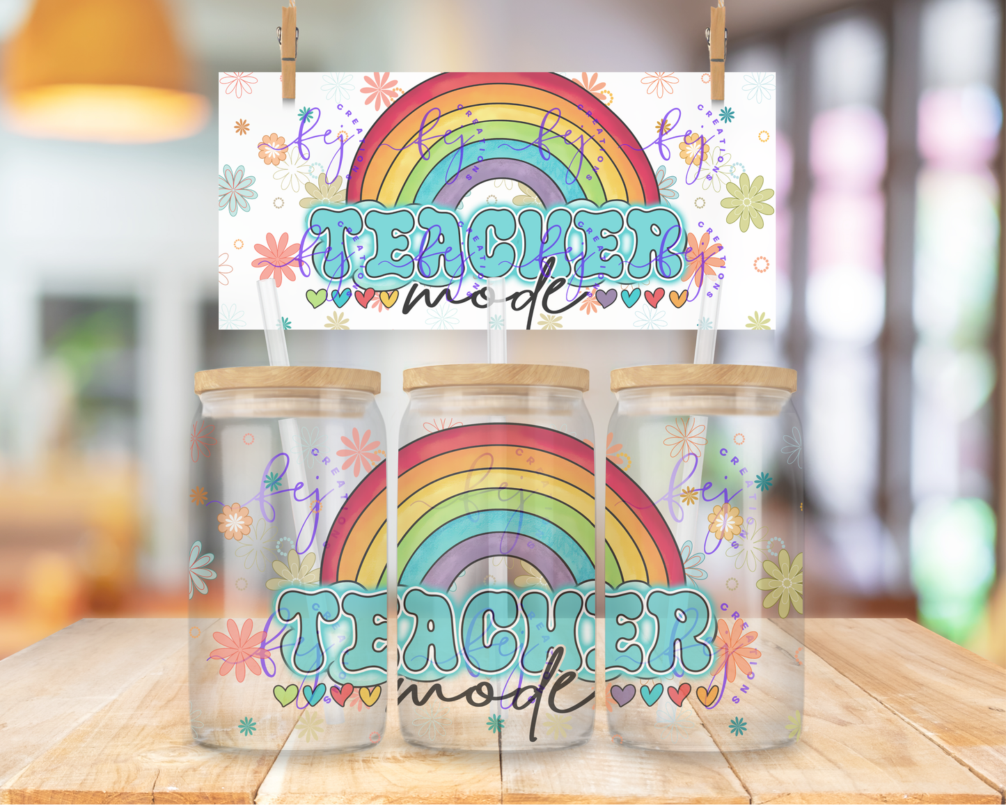 Teacher Mode 16oz UV DTF Cup Wrap