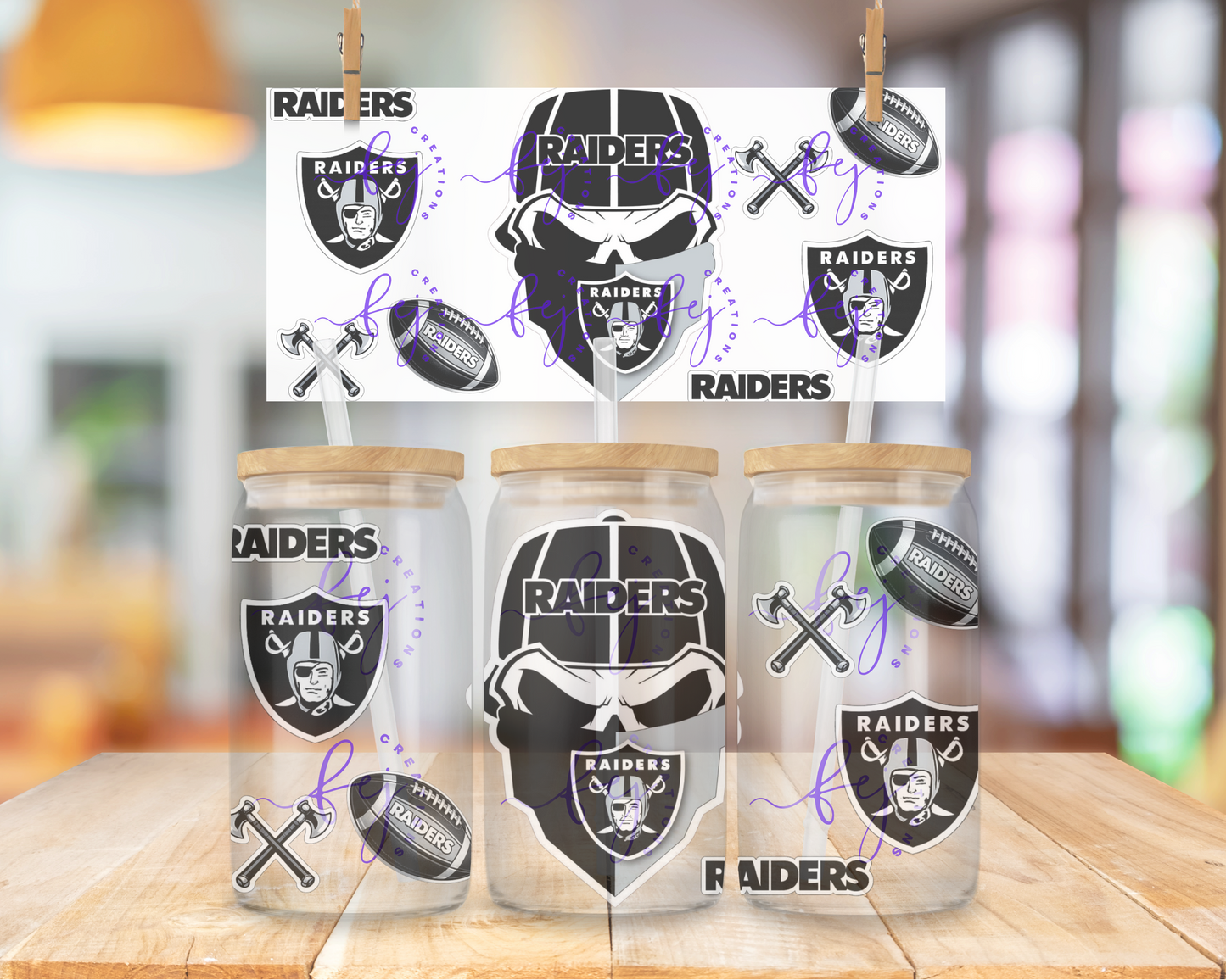 Vegas Football Skull 16oz UV DTF Cup Wrap