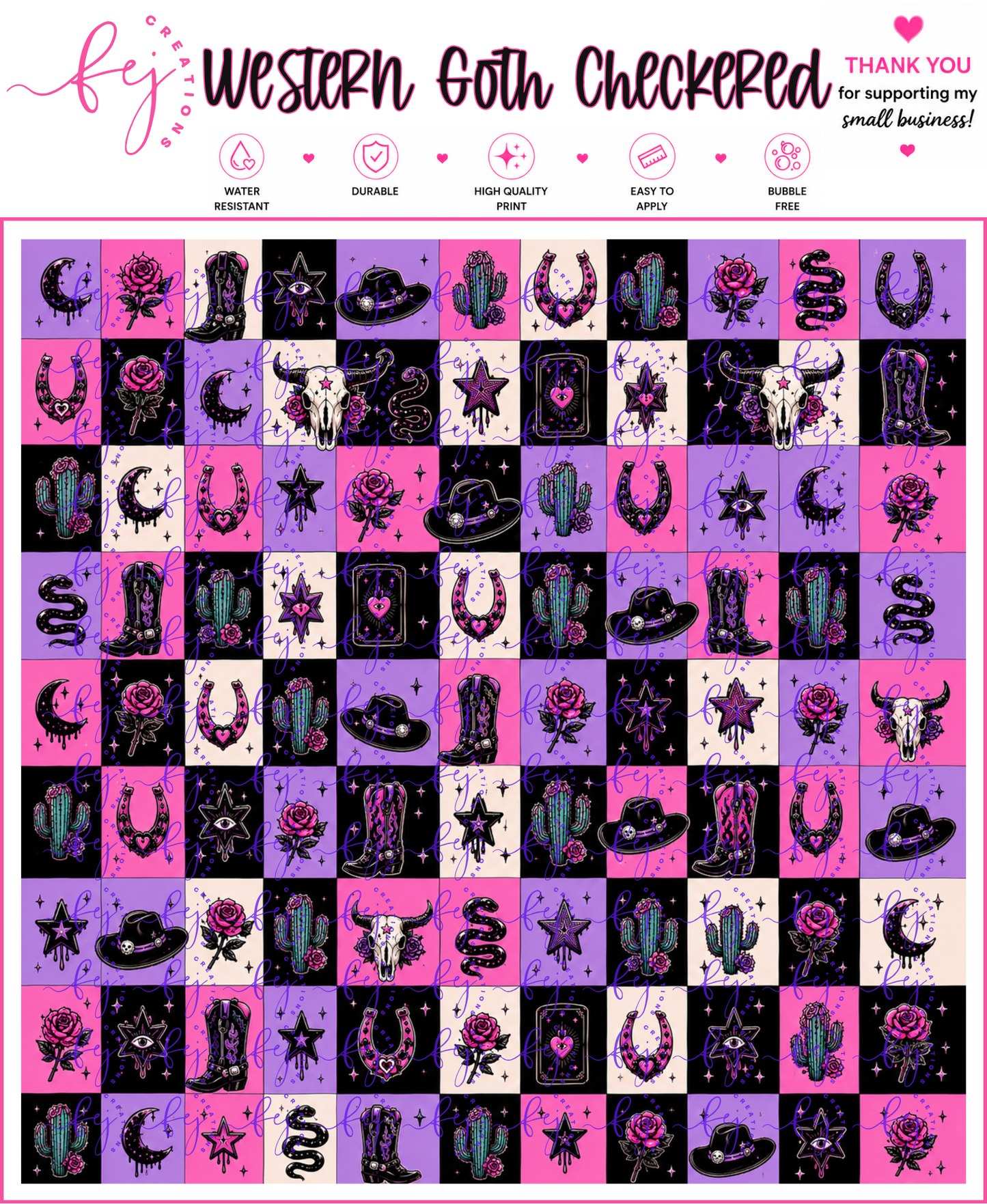 Western Goth Checkered Pattern Vinyl